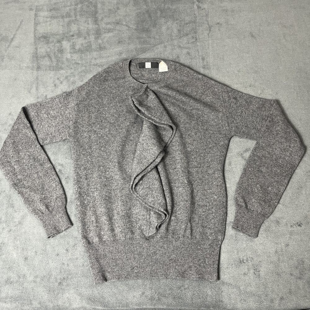 Saks Fifth Avenue Cashmere Sweater Size Small Grey Ruffle Detail